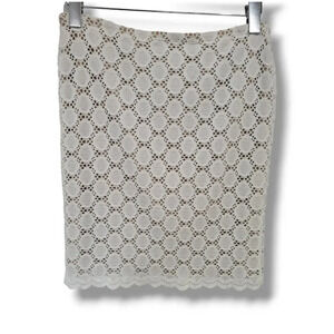 Ronni Nicole women's white lined  lace skirt - small